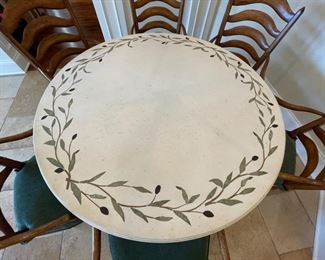IRONIES Round Dining Table Olive Branch Pattern. Measures 54" D. Photo 2 of 2