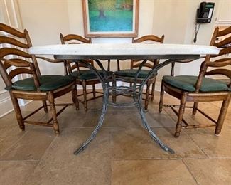 IRONIES Round Dining Table Olive Branch Pattern. Measures 54" D. Photo 1 of 2