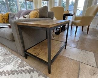 Wood-Topped Metal Side Table. Measures 20" W x 27" D x 32" H.