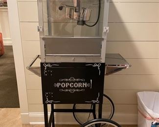 Vintage-Style Popcorn Machine with Cart. 
