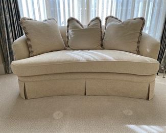Edward Ferrell Sofa. Bergamo textured velvet fabric. Measures 70" W.