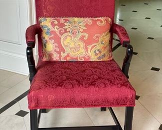 Set of 10 Dessin Fournir Chairs. Includes two Arm Chairs. Bergamo Venus red fabric.  Measures 24" W x 41" H x 25" D. Photo 1 of 4