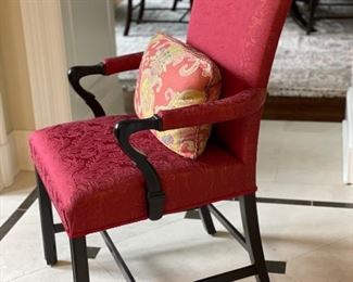 Set of 10 Dessin Fournir Chairs. Includes two Arm Chairs. Bergamo Venus red fabric.  Measures 24" W x 41" H x 25" D. Photo 2 of 4