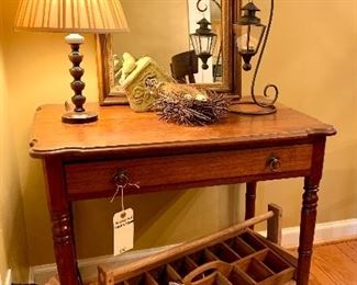 $250.00 Darling antique side table with drawer. 33W 22D 29H