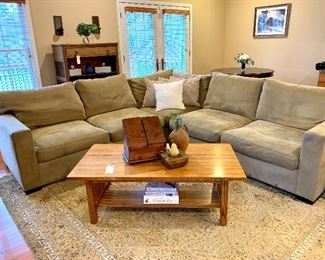 $1200.00 Crate & Barrel sectional sofa. Each arm is 113 inches long and 42 inches deep. Very good condition.