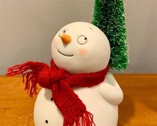 $12.00 Blushing porcelain snowman, 9H.