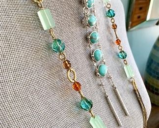 $18 each for the faux turquoise necklace and the colorful necklace
