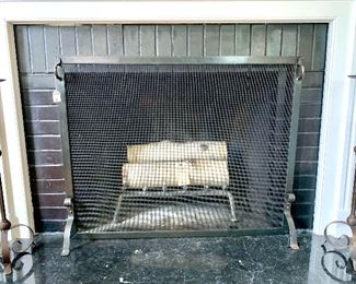 $80 Fireplace screen. Measures 39w x 31h. $30 Three birch logs.