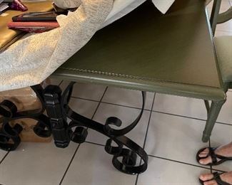 Matching table - wrought iron legs, 3 leaves!