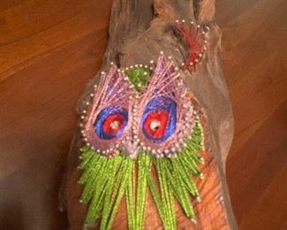 RARE folk art owl on wood!!! Very Unique!
