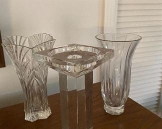 Crystal vases and candle holder!