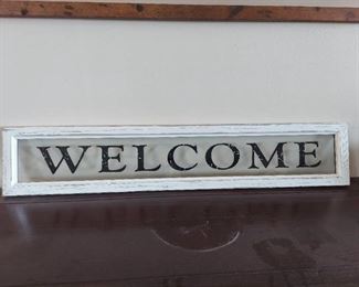Welcome Sign - Glass in White Frame
