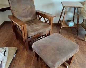 Mission Style Glider Rocker and Ottoman
