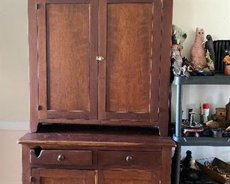 Pic of Front "Den" Room Stunning Antique Step Back Cabinet with Very Unique Candle mold on top!