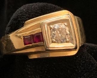 526 14k Gold, Diamond  Ruby Ring