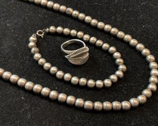 503 Sterling Bead Necklace, Bracelet  Ring