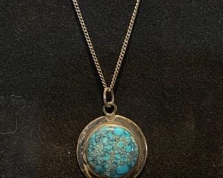 109 Turquoise Pendant on Sterling Chain