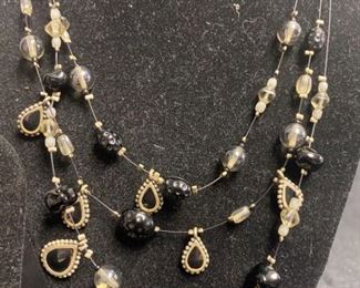 031 Avenue Three Strand Beaded Necklace and Earrings