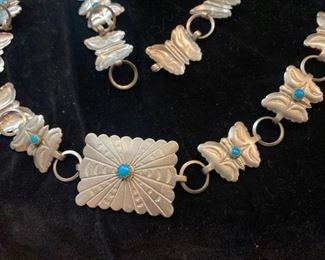 515 Butterfly and Turquoise Chain Link Belt