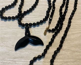152Black Whale Tail Necklace