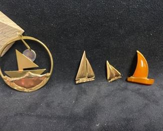 023 Vintage Amber Bakelite Sailboat Pin  Others