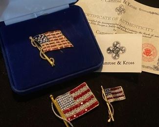 146Trio Encrusted Flag Pins