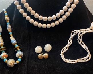 517 Monet Large White Beaded Necklace