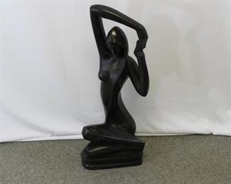 Graceful modern abstract woman, carved marble statue 
