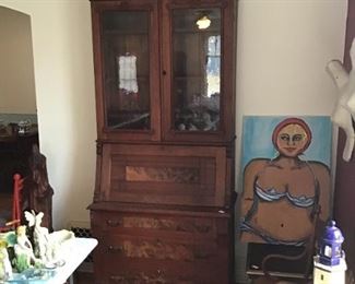 Awesome walnut secretary bookcase. 