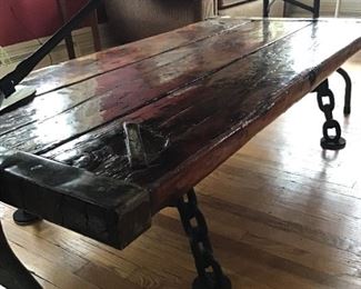 Ships hatch coffee table. Chain link legs.