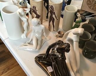 Lots of Deco Nudes in glassware and pottery. 