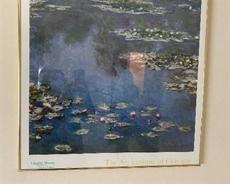 Framed poster. Claude Monet “Water lilies”. Measures 28”H x 28”H  