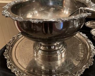 Stunning silverplate punch bowl and underplate