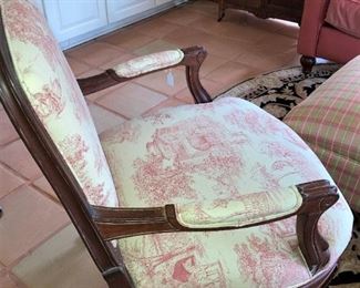 Toile upholstered chair