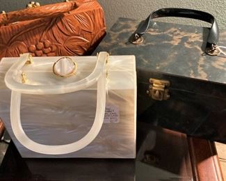White/gold Lucite purse