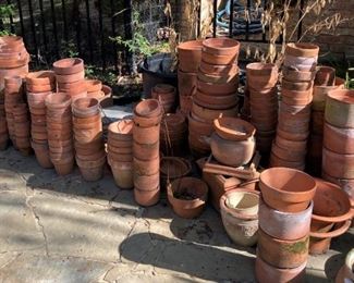 Many clay pots