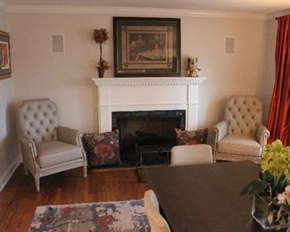 Fabulous pair of John Richard Button Back Lounge Chairs