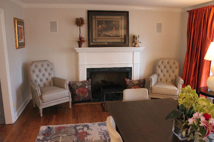 Fabulous pair of John Richard Button Back Lounge Chairs