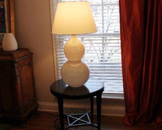 Pair of Double Gourd Shaped Lamps
36” tall overall, 24” tall to top of Glass Base