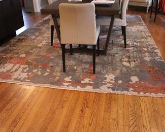 Gorgeous modern room size silk and wool blend rug purchased at Bloomingdale's.