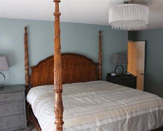 Fabulously Detailed California King Size Four Poster Carved Bed by Drexel Heritage (mattress and spring are NOT included).