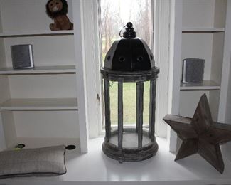 There are a pair of large decorative lanterns,