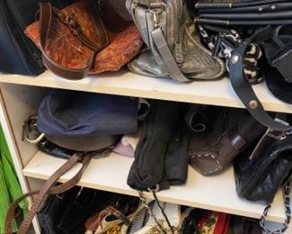 Handbags galore! There are a couple of high end bags, but most are affordable brands in great shape. A few are designer knock-offs. Casual/everyday and formal/special occasion. Something for every age and taste. 