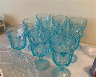 Blue as the sea water goblets! These are so pretty!