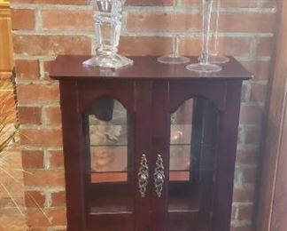 curio, crystal sphere, candlesticks