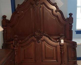Carved queen headboard/footboard