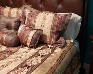 Queen size leather/wood sleigh bed