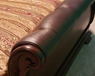 Queen size leather sleigh bed footboard