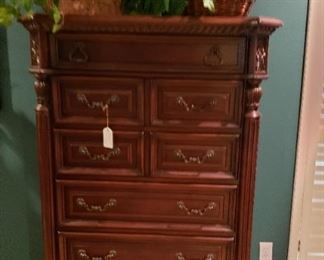 chest of drawers, greenery