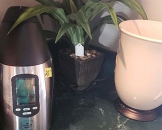 Single wine chiller, greenery, flower pot